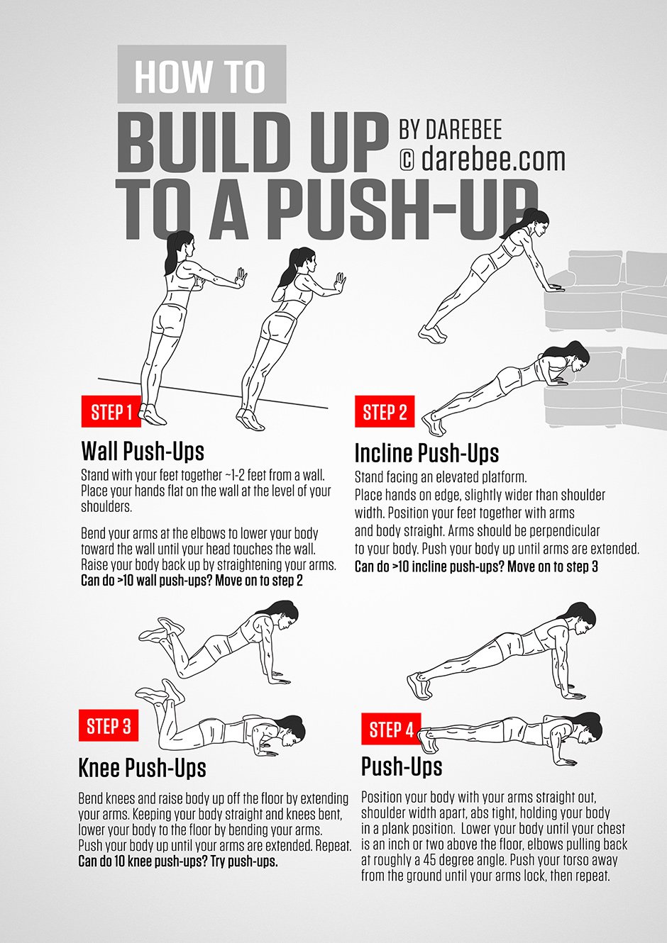 Push-Ups Guide - How to Build Up to a Push-Up Push-Ups Guide - How to Build Up to a Push-Up
